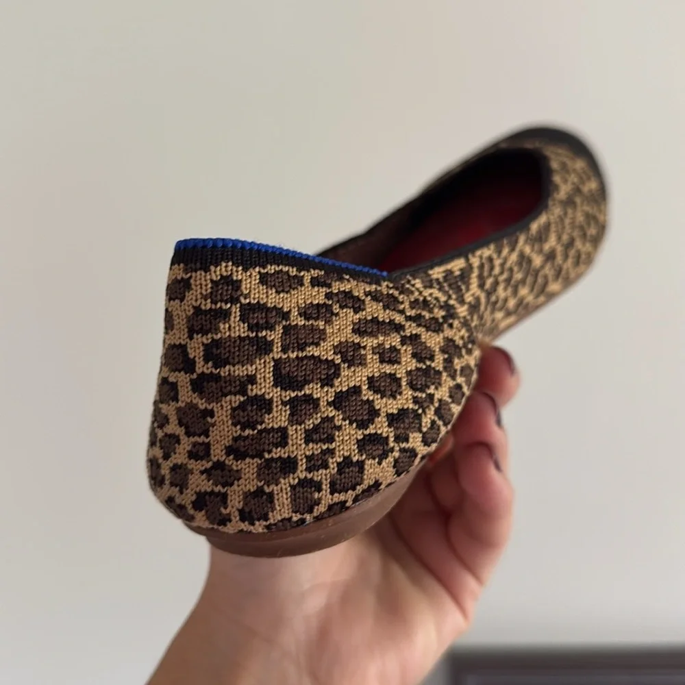 Rothy's The Square Little cat‎ Flat Shoe Leopard Print Flats size 9